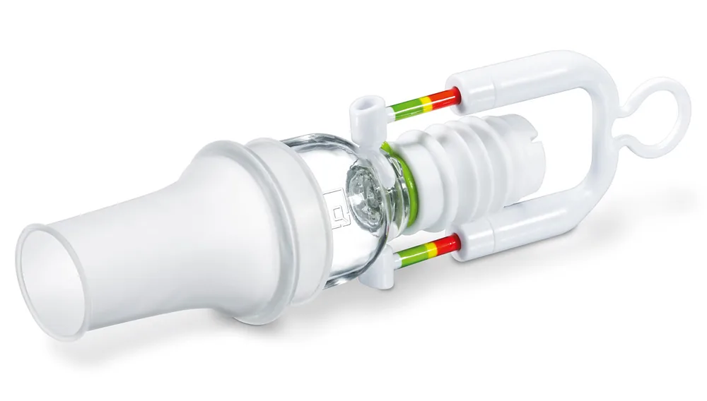 Le dispositif PHALLOSAN forte : la cloche en silicone, la cloche transparente sous vide et le système de traction à anneau.